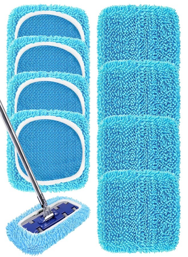 PeliZen 8 Pack Reusable Microfiber Mop Pads Dry Sweeping Cloths and Wet Mopping Cloths Washable Reusable Mop Pads Refill for Tile, Sealed, Hardwood Surface Floor Cleaning (Blue) - Image 1